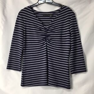 Tahari Women’s Navy and White Striped Top Size S Like-NEW Condition